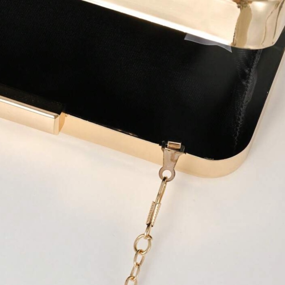 Gold Textured Metal Clutch - Evening Bag - Picture 6 of 8